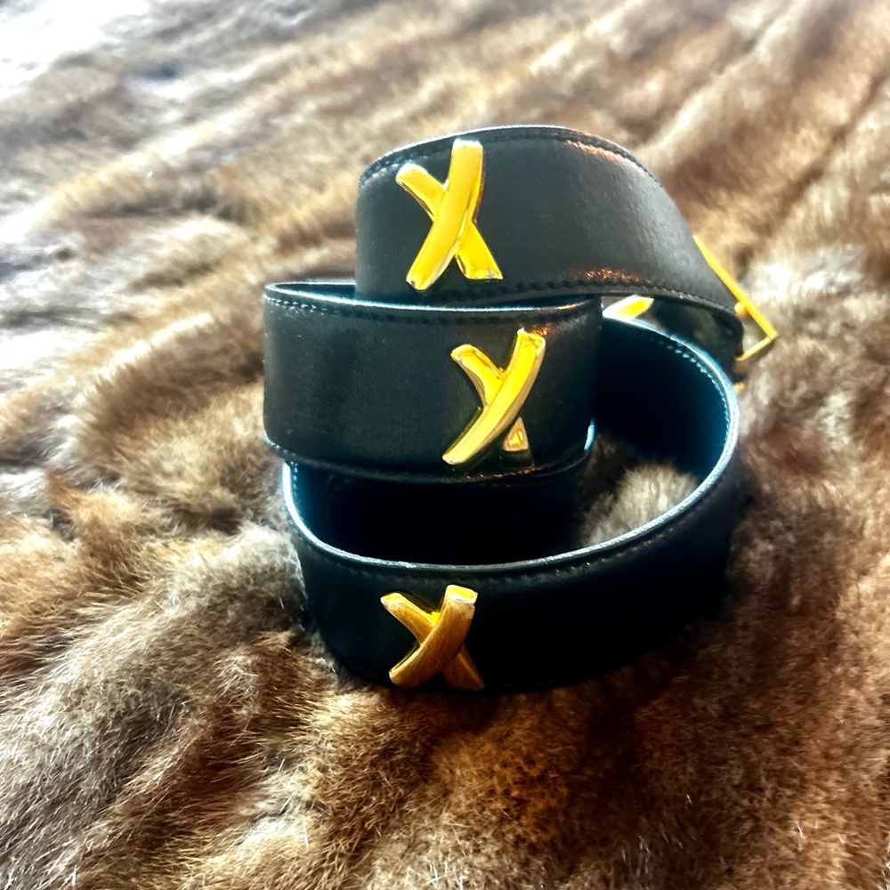 Paloma Picasso Black Leather Vintage Belt - Picture 8 of 10